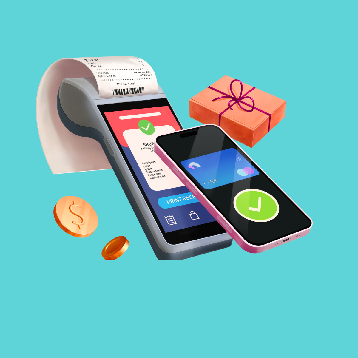 3G WIFI 8.1 OS Handheld POS Printer System 5.5" Touch Screen 1 handheld POS printer