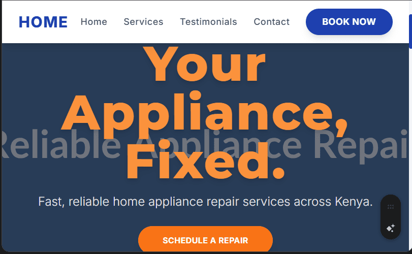 Home Appliance Repair Website Design in Kenya