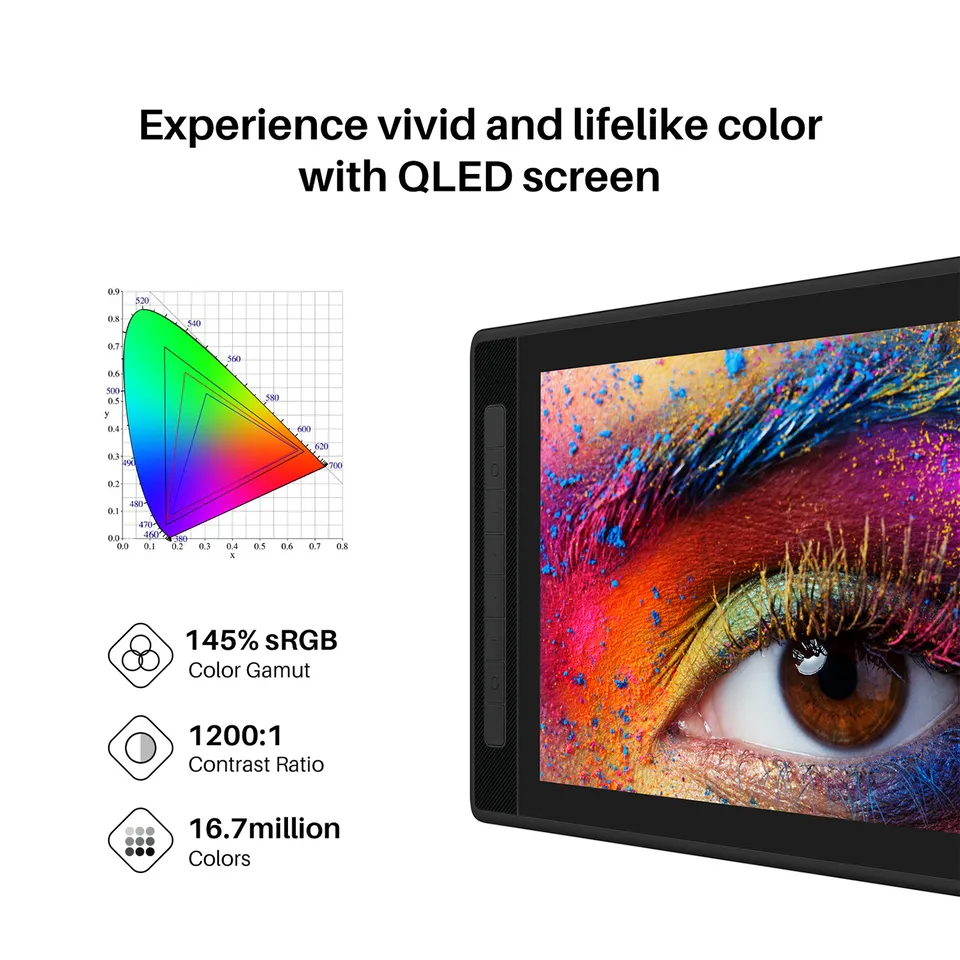 Huion KAMVAS PRO 16 2.5K QLED Drawing Graphics Pen Display Tablet 15.8" 8 Keys 2 Huion KAMVAS PRO 16 2.5K QLED Drawing Graphics Pen Display Tablet 15.8" 8 Keys